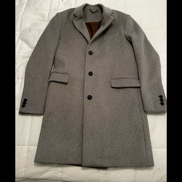 Mens Grey Peacoat - Picture 1 of 4